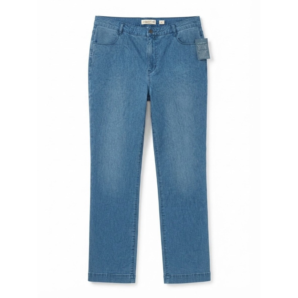 Coldwater Creek Straight Leg Pants Womens 16 Xl Blue Denim Comfort Cotton Boho